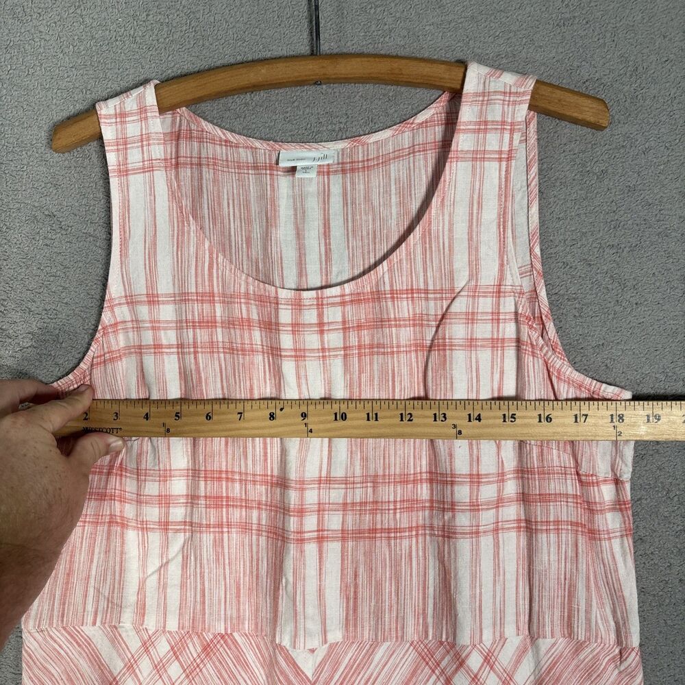 J Jill Love Linen Size L Tall Maxi Dress Linen Cotton Lined Natural Fibers Plaid - Picture 7 of 16